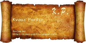 Kvasz Porfir névjegykártya
